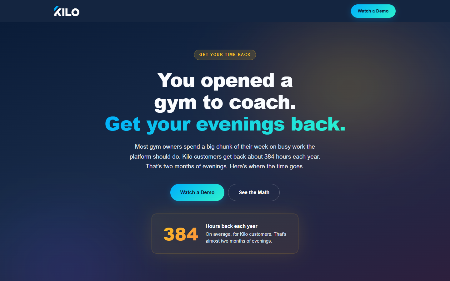 Evenings Back landing page hero