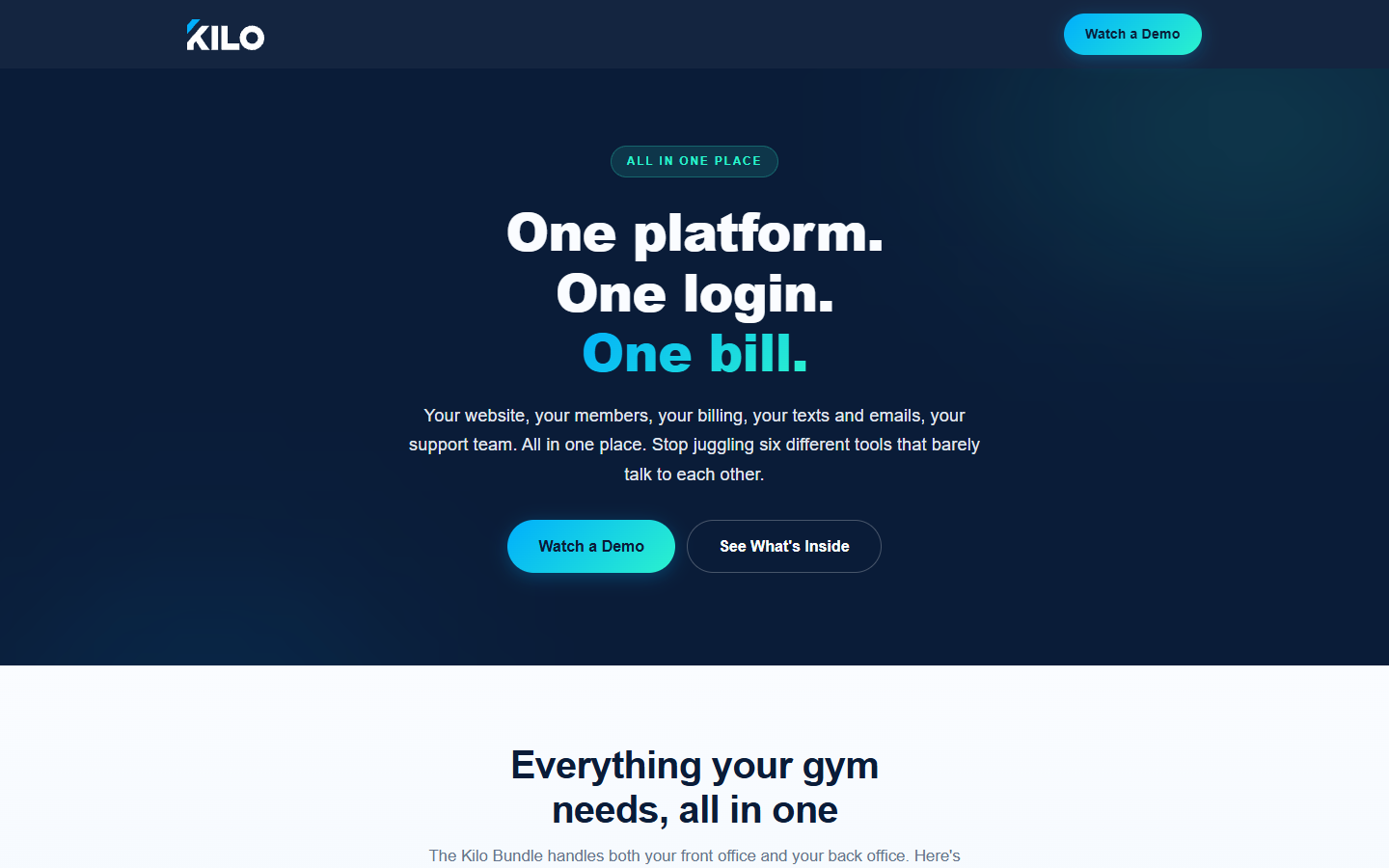 One Platform landing page hero